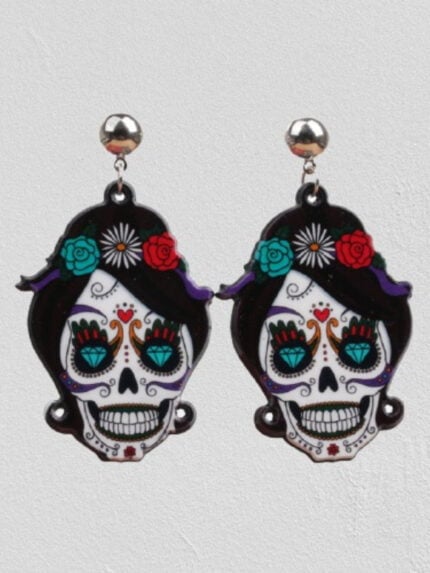 Halloween Skull Ghost Acrylic Pendant Earrings