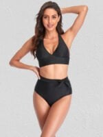 Wholesale Halter Tie Solid Bikini Swimsuit