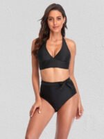 Wholesale Halter Tie Solid Bikini Swimsuit