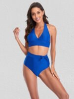 Wholesale Halter Tie Solid Bikini Swimsuit