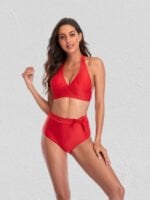 Wholesale Halter Tie Solid Bikini Swimsuit