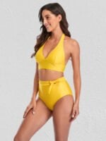 Wholesale Halter Tie Solid Bikini Swimsuit