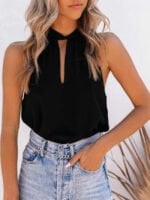 Wholesale Halterneck cutout lace-up vest