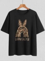 Wholesale Happy Easter leopard print T-shirt