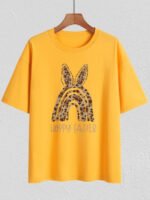 Wholesale Happy Easter leopard print T-shirt