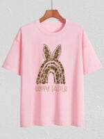 Wholesale Happy Easter leopard print T-shirt