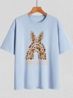 Wholesale Happy Easter leopard print T-shirt