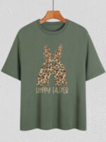 Wholesale Happy Easter leopard print T-shirt