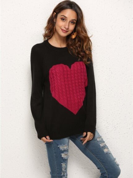 Heart Knit Pullover Sweater