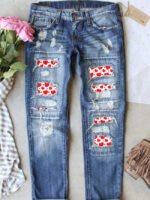 Heart-pattern-ripped-cropped-jeans