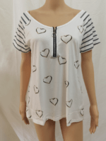 Wholesale Heart zipper mesh panelled top