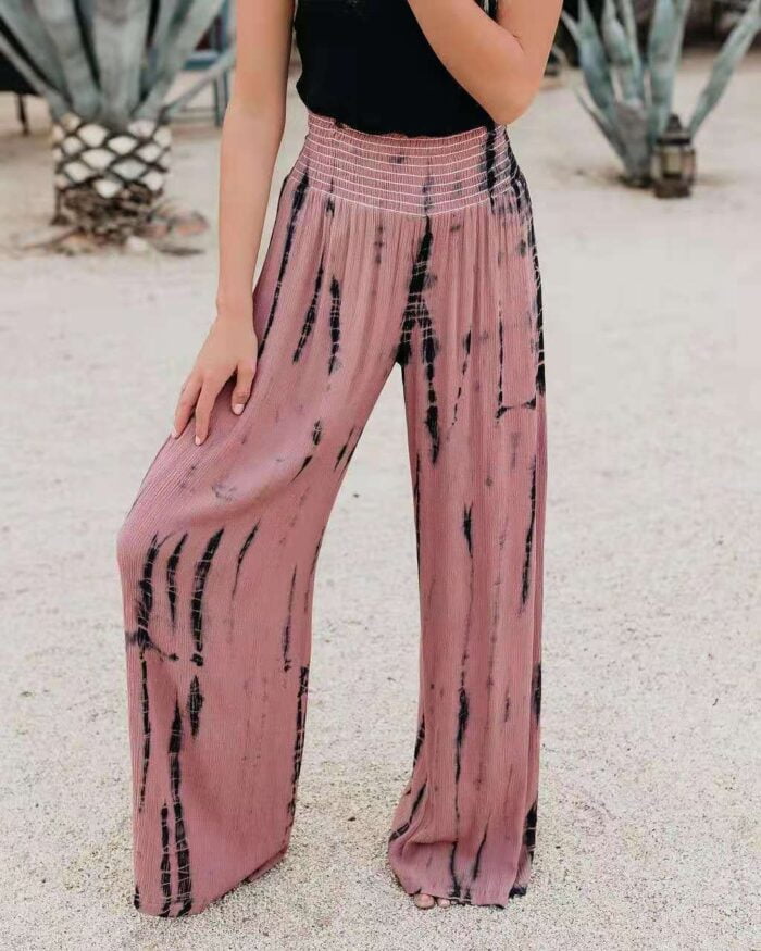 High Waist Pocket Casual Wide Leg Pants