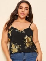 Hollow Flower Print Cami Top