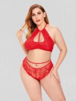 Hollow-out Bust Plus Size Bralette Set