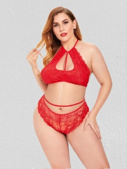 Hollow-out Bust Plus Size Bralette Set