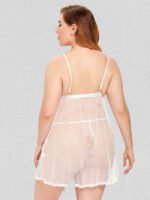 Hollow-out Lace Gauze Patchwork Plus Size Babydoll