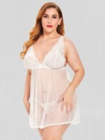 Hollow-out Lace Gauze Patchwork Plus Size Babydoll