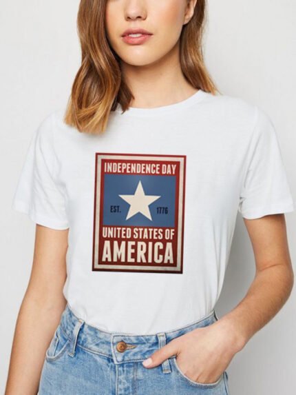 Independence Day Letter Print T-Shirt