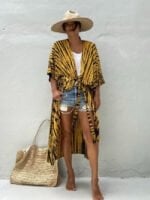 Wholesale Irregular Print Bikini Beach Cardigan