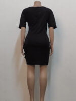 Wholesale Irregular Solid Color Short Sleeve Dress