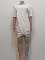 Wholesale Irregular Solid Color Short Sleeve Dress