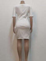 Wholesale Irregular Solid Color Short Sleeve Dress