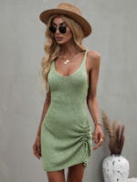 Knitted lace-up V-neck slip dress