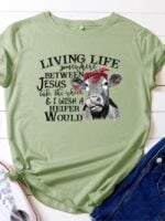 Wholesale LIVING LIFE Letter Print Short Sleeve T-Shirt