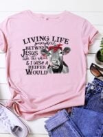 Wholesale LIVING LIFE Letter Print Short Sleeve T-Shirt