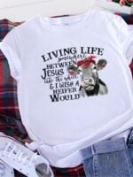 Wholesale LIVING LIFE Letter Print Short Sleeve T-Shirt