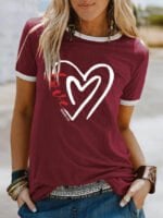 LOVE Heart Contrast Short Sleeve T-Shirt