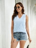 Wholesale Lace V-Neck Sleeveless Tank Top