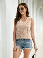 Wholesale Lace V-Neck Sleeveless Tank Top