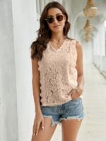 Wholesale Lace V-Neck Sleeveless Tank Top