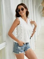 Wholesale Lace V-Neck Sleeveless Tank Top