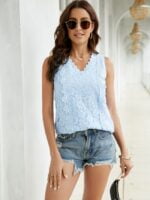 Wholesale Lace V-Neck Sleeveless Tank Top