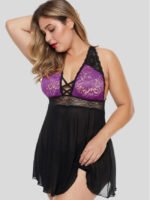 Lace V Neckline Plus Size Babydoll