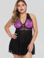 Lace V Neckline Plus Size Babydoll