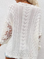 Lace hollow stitching knit sweater