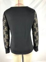 Lace stitching V-neck long-sleeved T-shirt