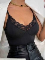 Lace stitching halter slim sling vest