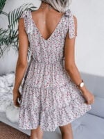 Wholesale Lace-up V-neck floral chiffon dress