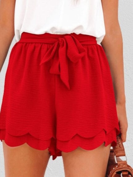 Layered Petal Bow Casual Shorts