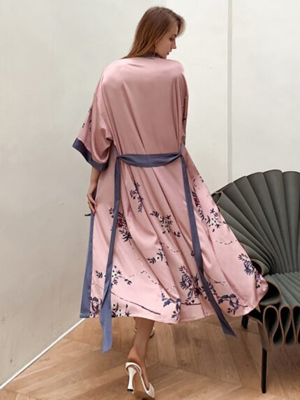 Wholesale Lce silk lace-up bathrobe loungewear