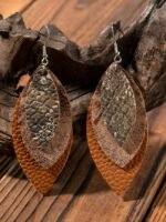 eaf Glitter Leather Earrings