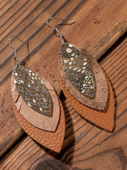 eaf Glitter Leather Earrings