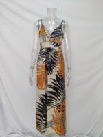 Wholesale Leaf Print V-Neck Slip Dress