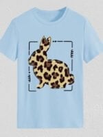 Wholesale Leopard Bunny Print Short Sleeve T-Shirt