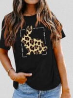 Wholesale Leopard Bunny Print Short Sleeve T-Shirt