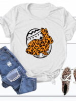 Wholesale Leopard Bunny Print Short Sleeve T-Shirt